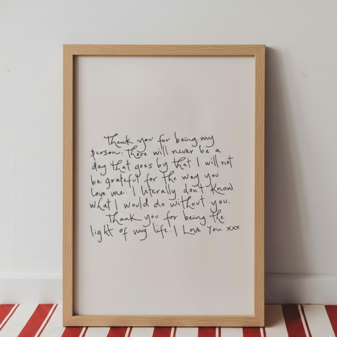 Personalised Handwriting Wall Art in Frame